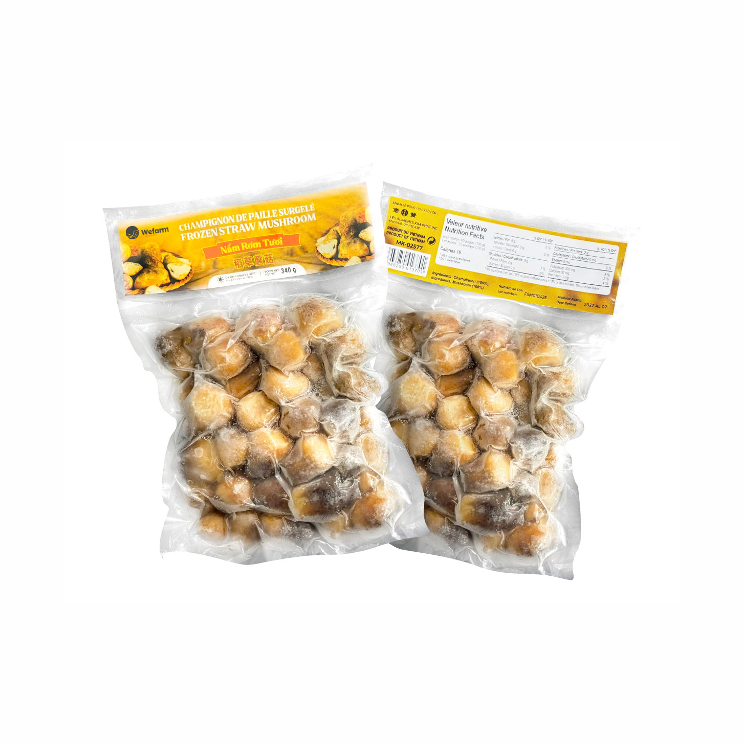 Frozen Straw Mushroom - 340g/bag